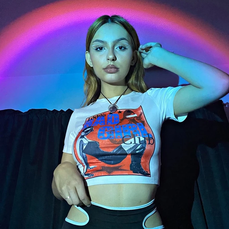 Vintage Sexy Crop Top Tshirt Short Sleeve T-shir Goth Graphic T Shirt Y2k Streetwear clothes Women vintage tops Harajuku 2000S
Vintage Sexy Crop Top Tshirt Short Sleeve T-shir Goth Graphic T Shirt Y2k Streetwear clothes Women vintage tops Harajuku 2000S