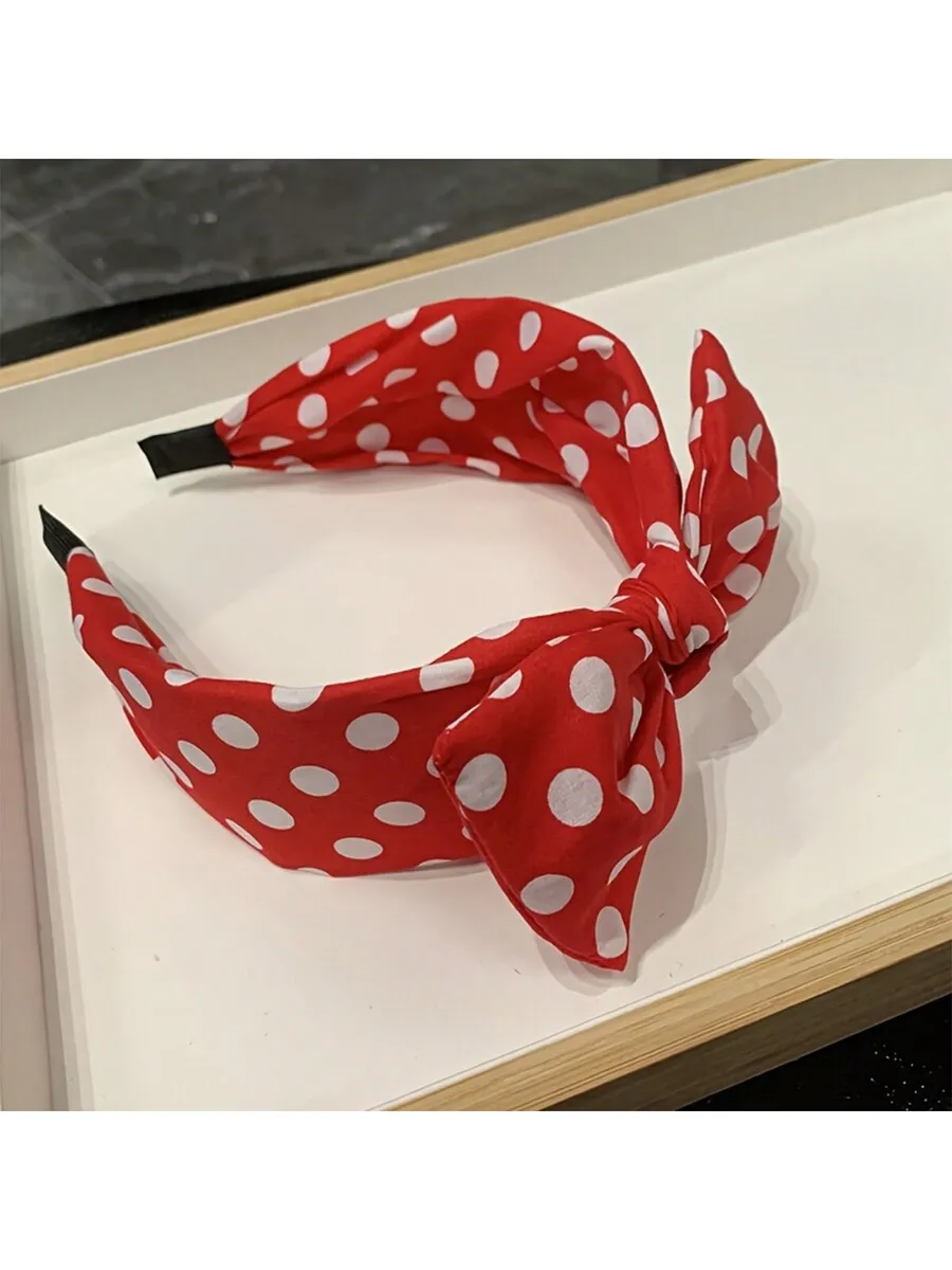 Red Polka Dot Fabric Headband With Large Bow Knot French Style Hair Accessory For Women
Red Polka Dot Fabric Headband With Large Bow Knot French Style Hair Accessory For Women