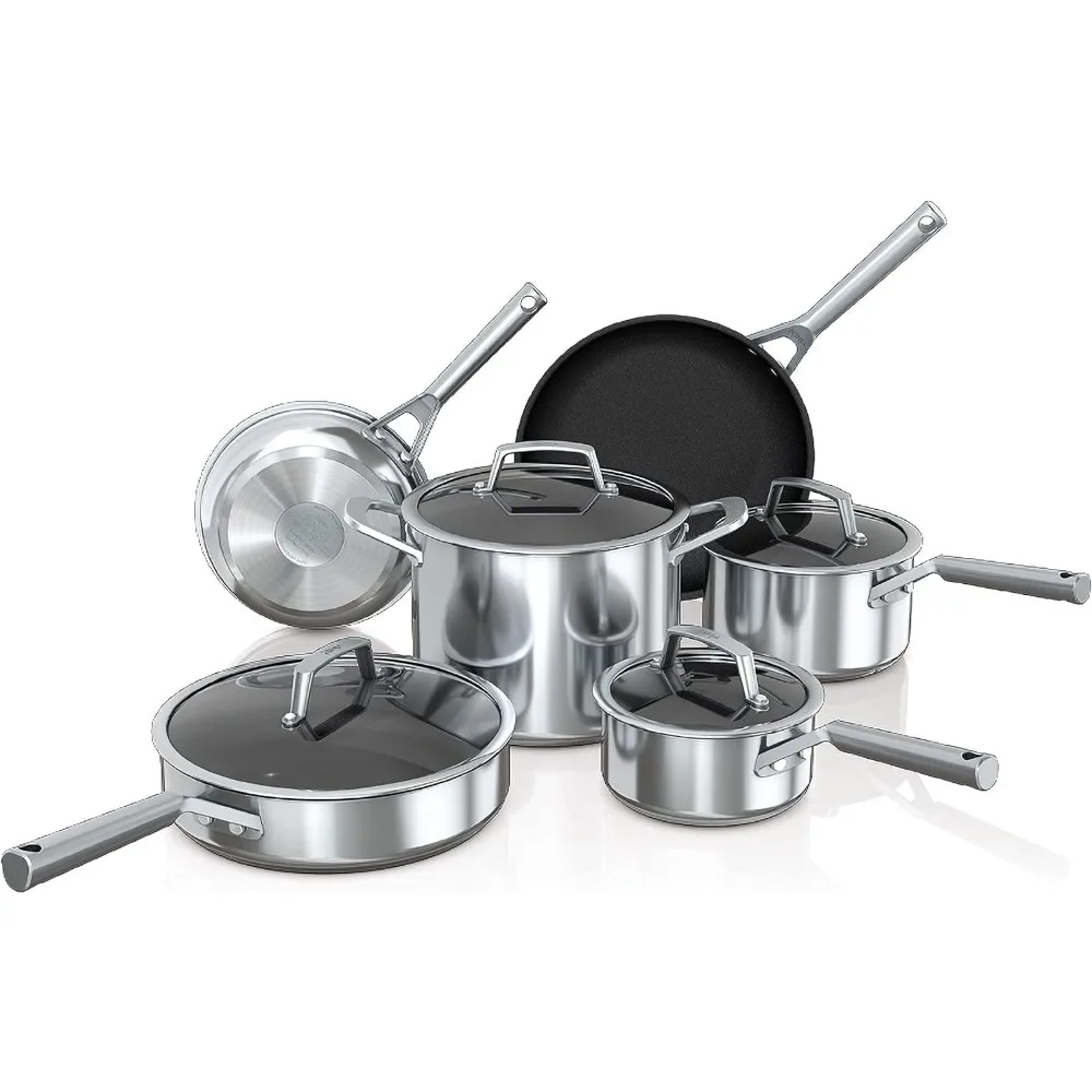 C69500 Foodi NeverStick Stainless 10-Piece Cookware Set with Glass Lids, Polished Stainless-Steel Exterior, Nonstick
C69500 Foodi NeverStick Stainless 10-Piece Cookware Set with Glass Lids, Polished Stainless-Steel Exterior, Nonstick