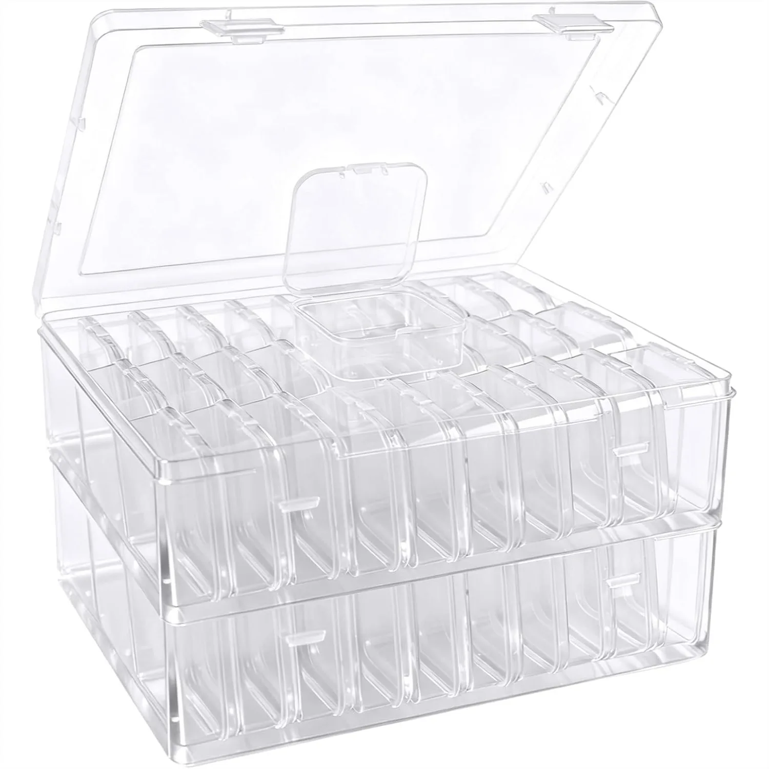 Bead Organizer Box 60 Pcs Clear Plastic Storage Containers with Hinged Lid for Jewelry Making and Small Parts
Bead Organizer Box 60 Pcs Clear Plastic Storage Containers with Hinged Lid for Jewelry Making and Small Parts