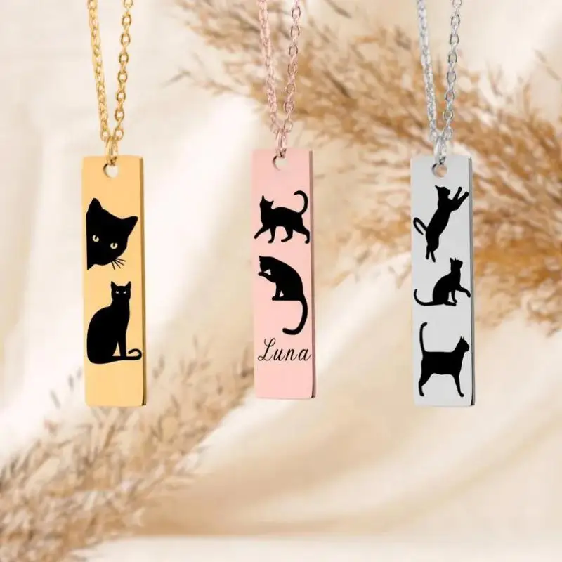 Custom Cat Shape Engraving Pendant - Personalized Rectangular Stainless Steel Necklace
Custom Cat Shape Engraving Pendant - Personalized Rectangular Stainless Steel Necklace