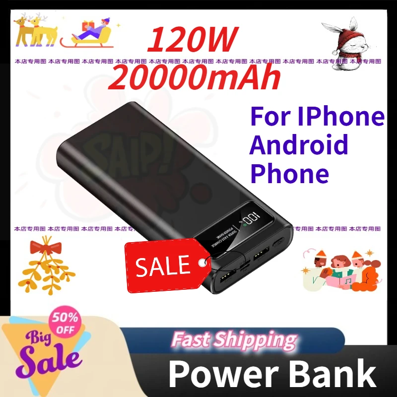 120W Power Bank Fast Charging LED Display 20000mAh Power Board for IPhone Android Phone Portable Charger
120W Power Bank Fast Charging LED Display 20000mAh Power Board for IPhone Android Phone Portable Charger