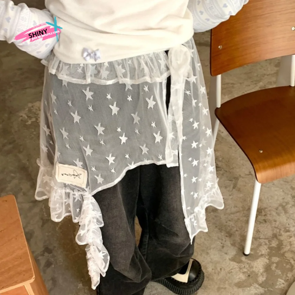 Casual Star Lace Mini Skirt Japanese Style Hight Waist Gauze Skirt Irregular Fairy Faldas Ruffled Edge Skirt Streetwear
Casual Star Lace Mini Skirt Japanese Style Hight Waist Gauze Skirt Irregular Fairy Faldas Ruffled Edge Skirt Streetwear