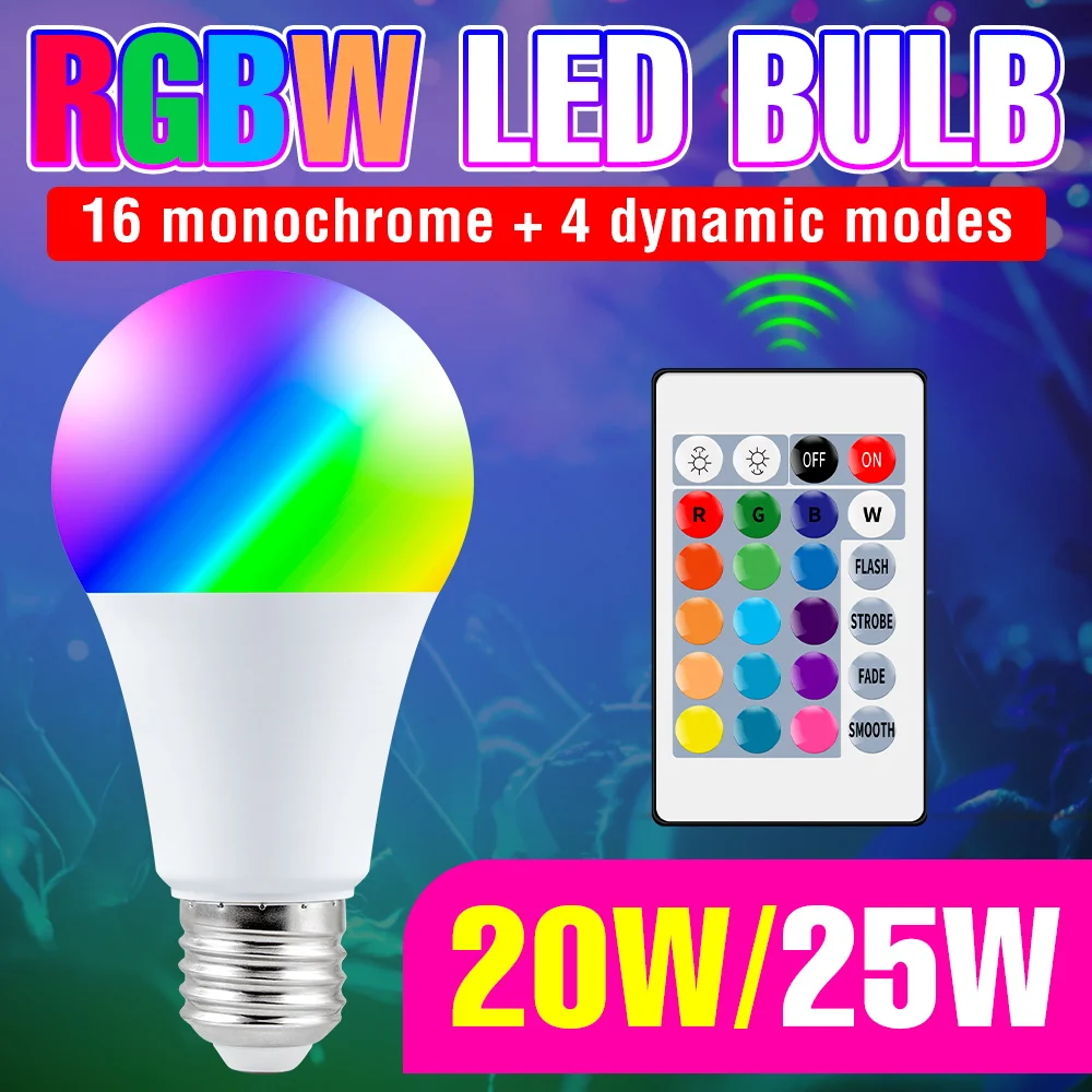 LED Spotlight E27 RGB Bulb Night Light 220V Lampara 20W Colorful Lamp 25W Magic Light Bulb For Home Decorative Atmosphere Lamp
LED Spotlight E27 RGB Bulb Night Light 220V Lampara 20W Colorful Lamp 25W Magic Light Bulb For Home Decorative Atmosphere Lamp