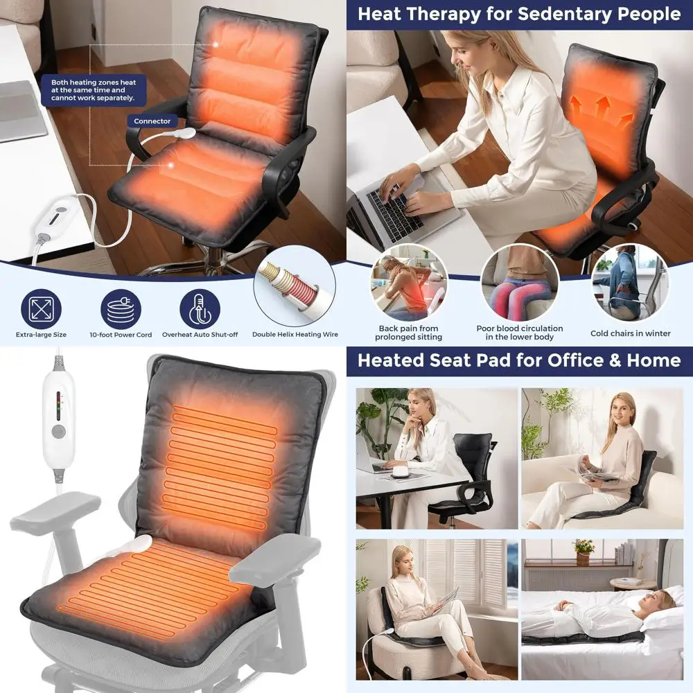 Heated Seat Cushion for Office Chair, Heated Seat Pad for Pain Relief Promote Blood Circulation with 3 Heat Levels & 90mins Auto
Heated Seat Cushion for Office Chair, Heated Seat Pad for Pain Relief Promote Blood Circulation with 3 Heat Levels & 90mins Auto