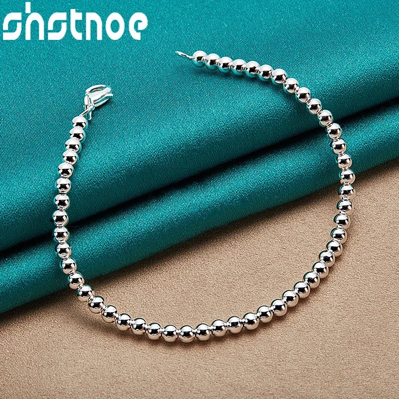 SHSTONE 925 Sterling Silver 4mm Smooth Beads Chain Bracelet For Women Fashion Charm Jewelry Lady Party Birthday Accessories Gift
SHSTONE 925 Sterling Silver 4mm Smooth Beads Chain Bracelet For Women Fashion Charm Jewelry Lady Party Birthday Accessories Gift