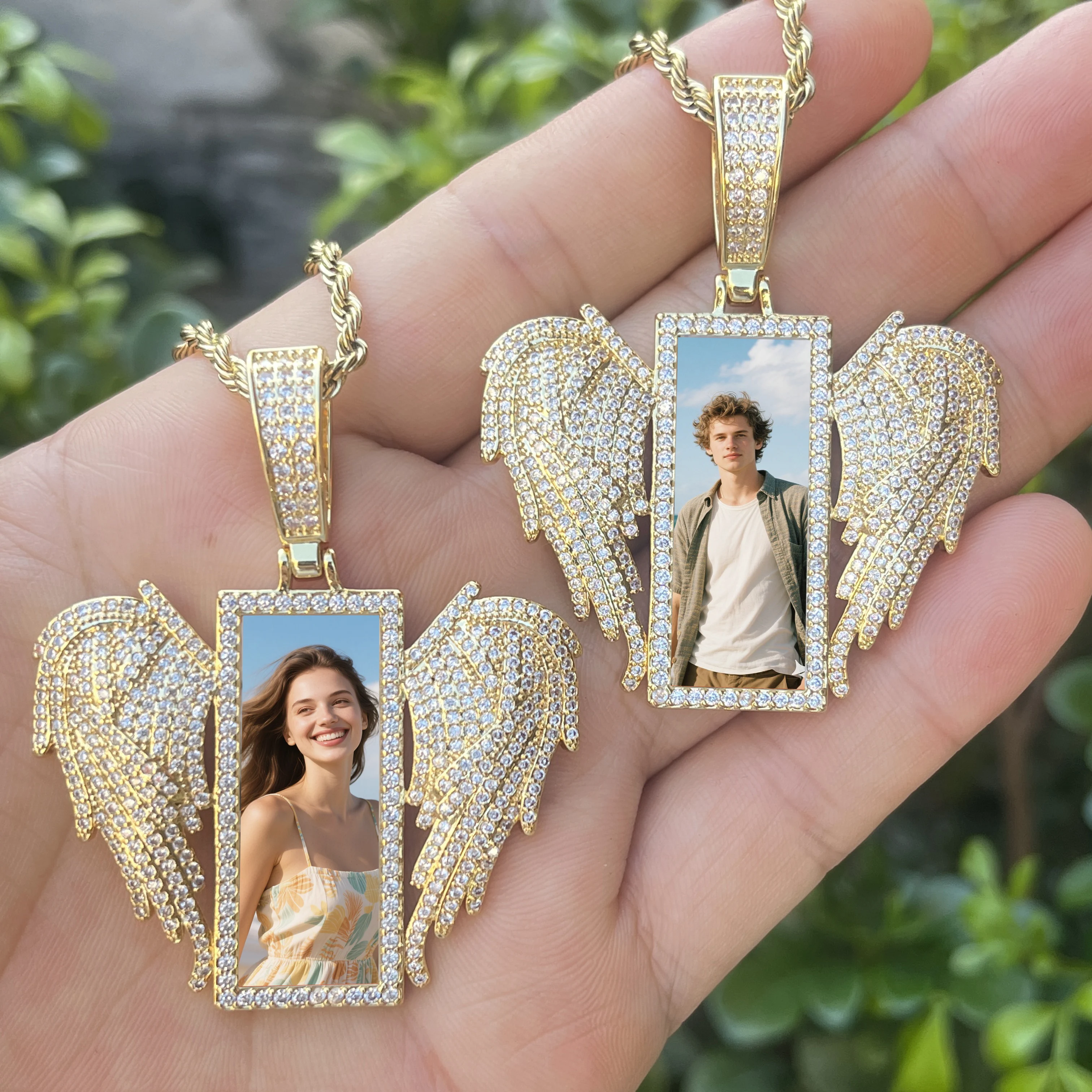 2pcs Custom Jewelry Cubic Zirconia Memory Medallions Picture Pendent Customize Angle Wings Picture Pendant Necklace
2pcs Custom Jewelry Cubic Zirconia Memory Medallions Picture Pendent Customize Angle Wings Picture Pendant Necklace