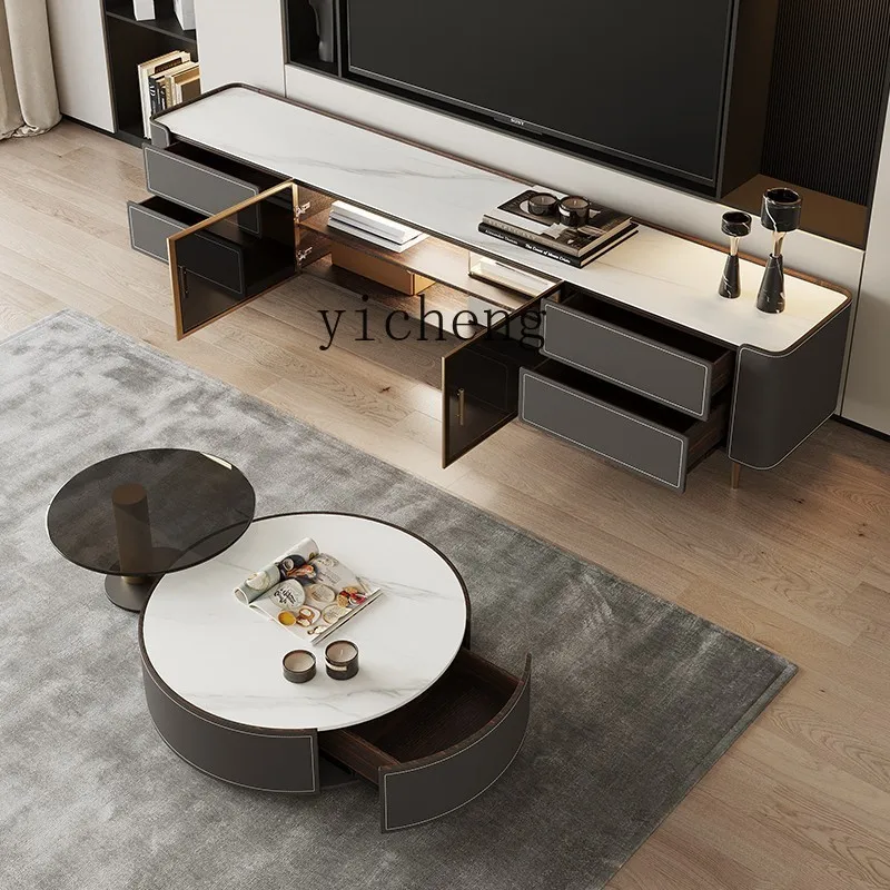 Coffee table combination living room household high storage floor cabinet gray saddle leather TV cabinet
Coffee table combination living room household high storage floor cabinet gray saddle leather TV cabinet