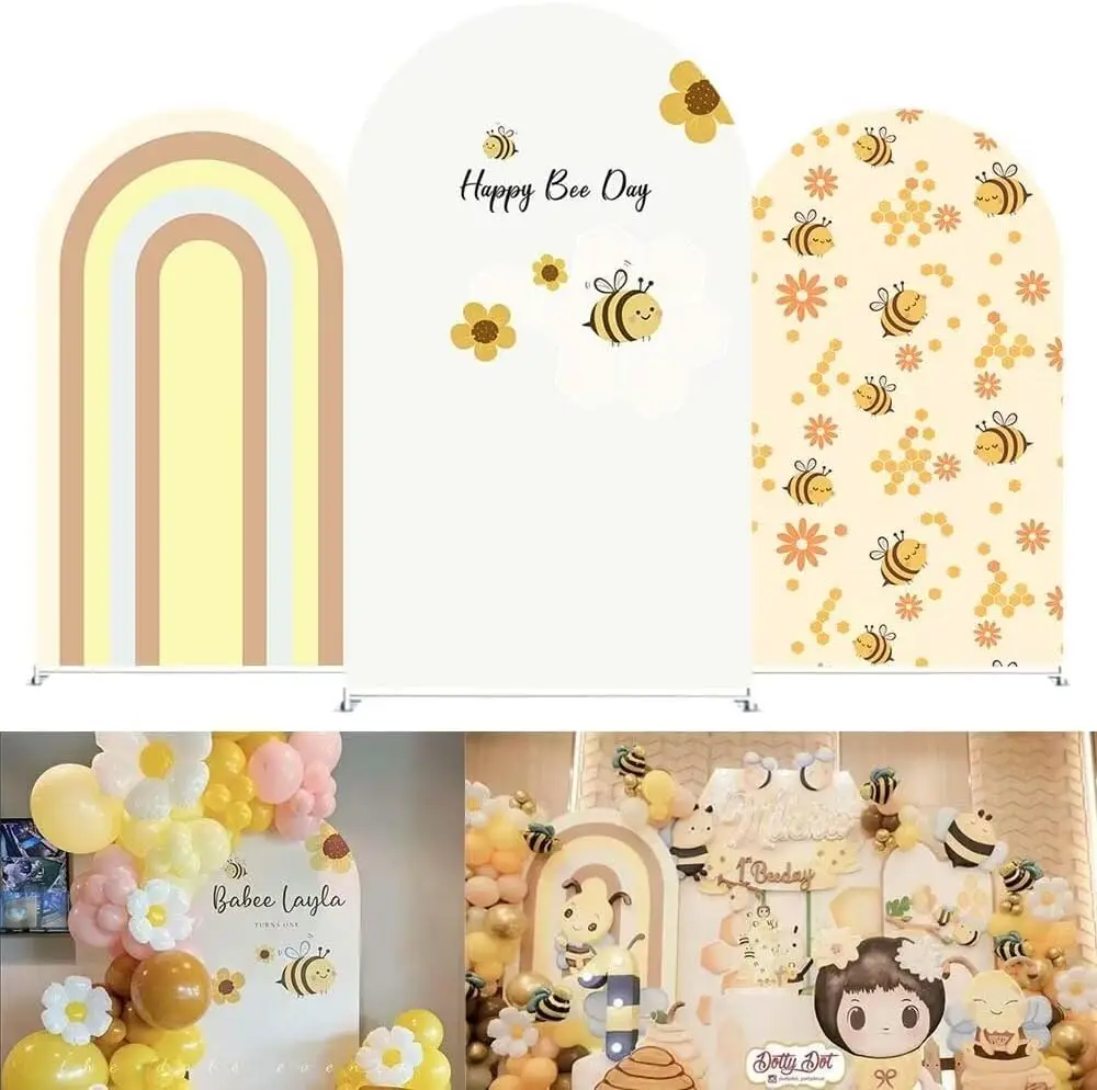 LS Custom 2-Sided Sweet Bee Rainbow Daisy Happy Birthday Party Baby Shower Cover Chiara Arch Background Decor Backdrop Photo
LS Custom 2-Sided Sweet Bee Rainbow Daisy Happy Birthday Party Baby Shower Cover Chiara Arch Background Decor Backdrop Photo