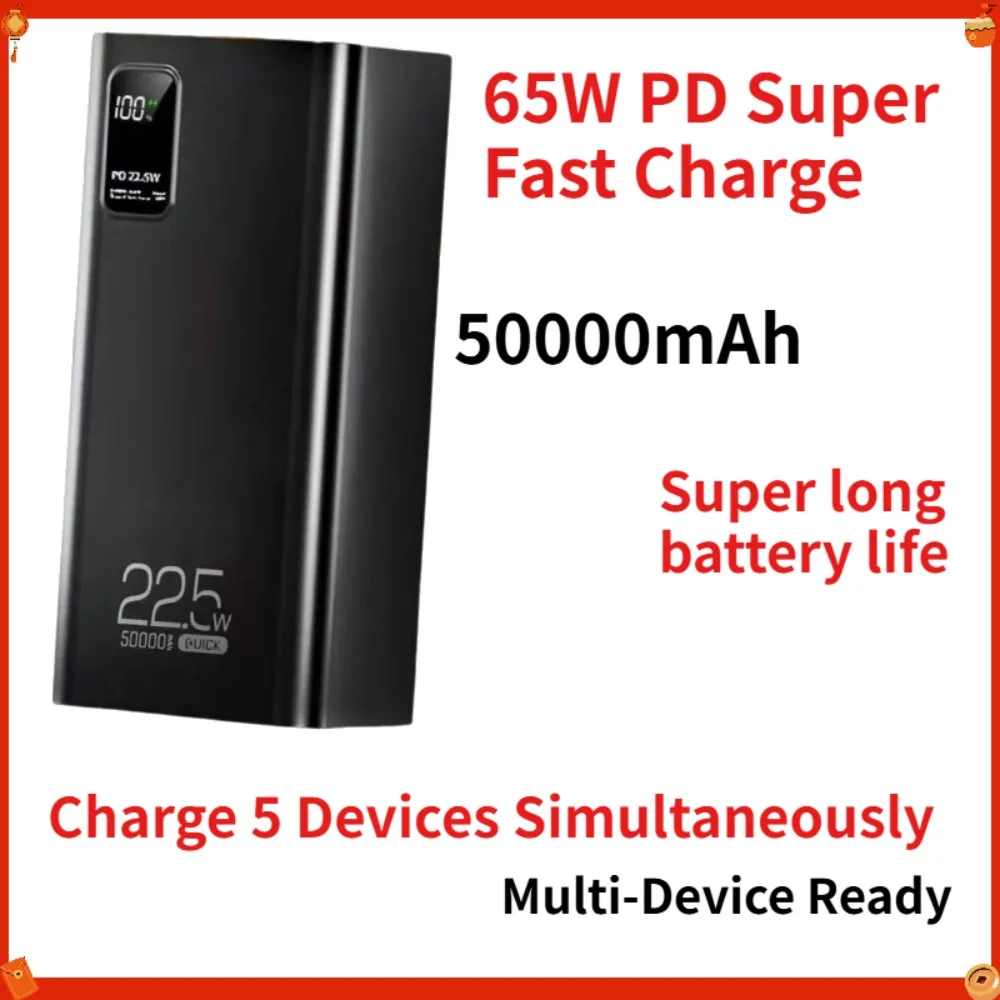 PowerBank 50000mAh 65W PD Fast Charging Power Bank, 5-Port USB C Battery Pack for iPhone Samsung Laptop Outdoor Travel
PowerBank 50000mAh 65W PD Fast Charging Power Bank, 5-Port USB C Battery Pack for iPhone Samsung Laptop Outdoor Travel
