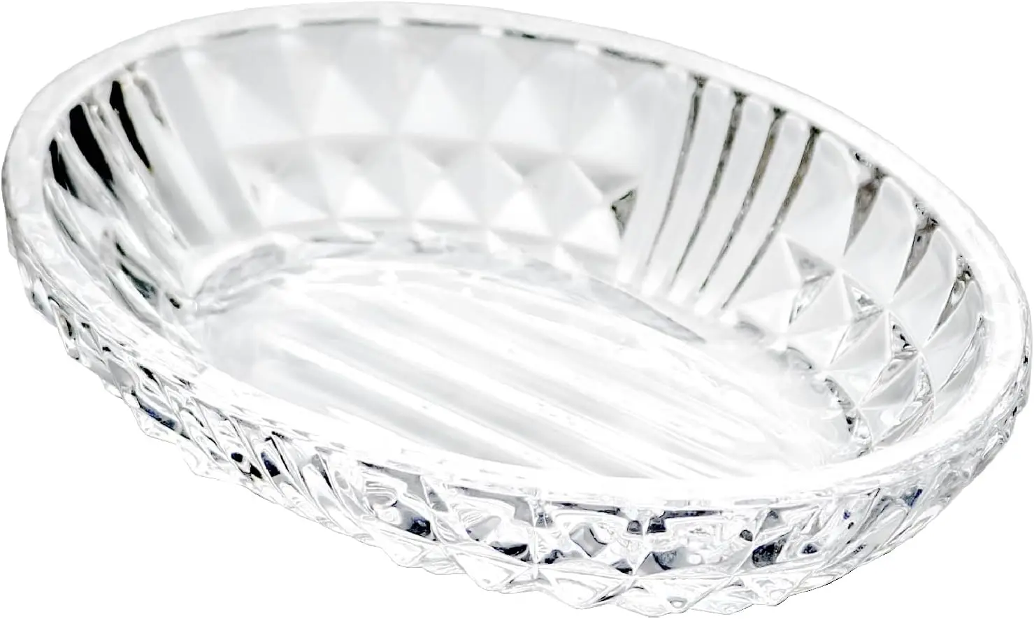 Oval Clear Glass Soap Dish with Raised Edges for Bathroom Sink
Oval Clear Glass Soap Dish with Raised Edges for Bathroom Sink