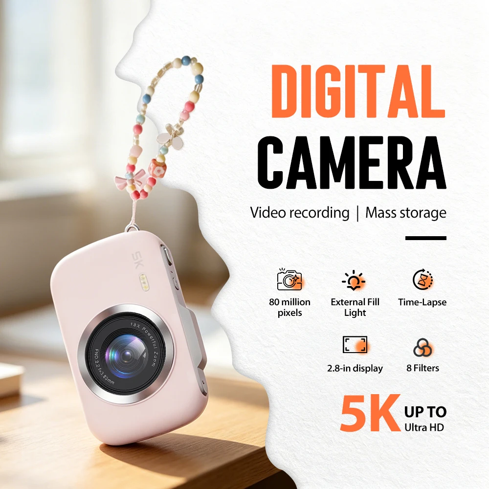80MP Photo 5K UHD Camcorder, 2.8" Screen, 18X Digital Zoom, Flash/Fill Light, Loop/Slow Motion/Time Lapse, 8 Filters, PC Webcam,
80MP Photo 5K UHD Camcorder, 2.8" Screen, 18X Digital Zoom, Flash/Fill Light, Loop/Slow Motion/Time Lapse, 8 Filters, PC Webcam,