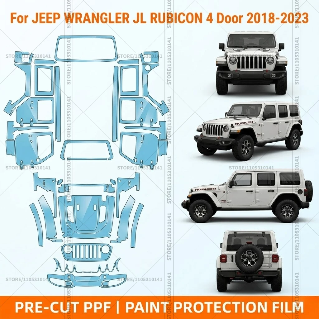 Pre-Cut Paint Protection Film PPF Transparent Bumper Protector Clear Bra Car Film For Jeep Wrangler JL Rubicon 4 door 2018-2023
Pre-Cut Paint Protection Film PPF Transparent Bumper Protector Clear Bra Car Film For Jeep Wrangler JL Rubicon 4 door 2018-2023