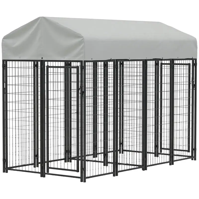 Outdoor Dog Kennel with Two-Room Design, Water-Resistant & Sun-Proof Cover, for S, M, L Dogs, 8' x 4' x 6'
Outdoor Dog Kennel with Two-Room Design, Water-Resistant & Sun-Proof Cover, for S, M, L Dogs, 8' x 4' x 6'