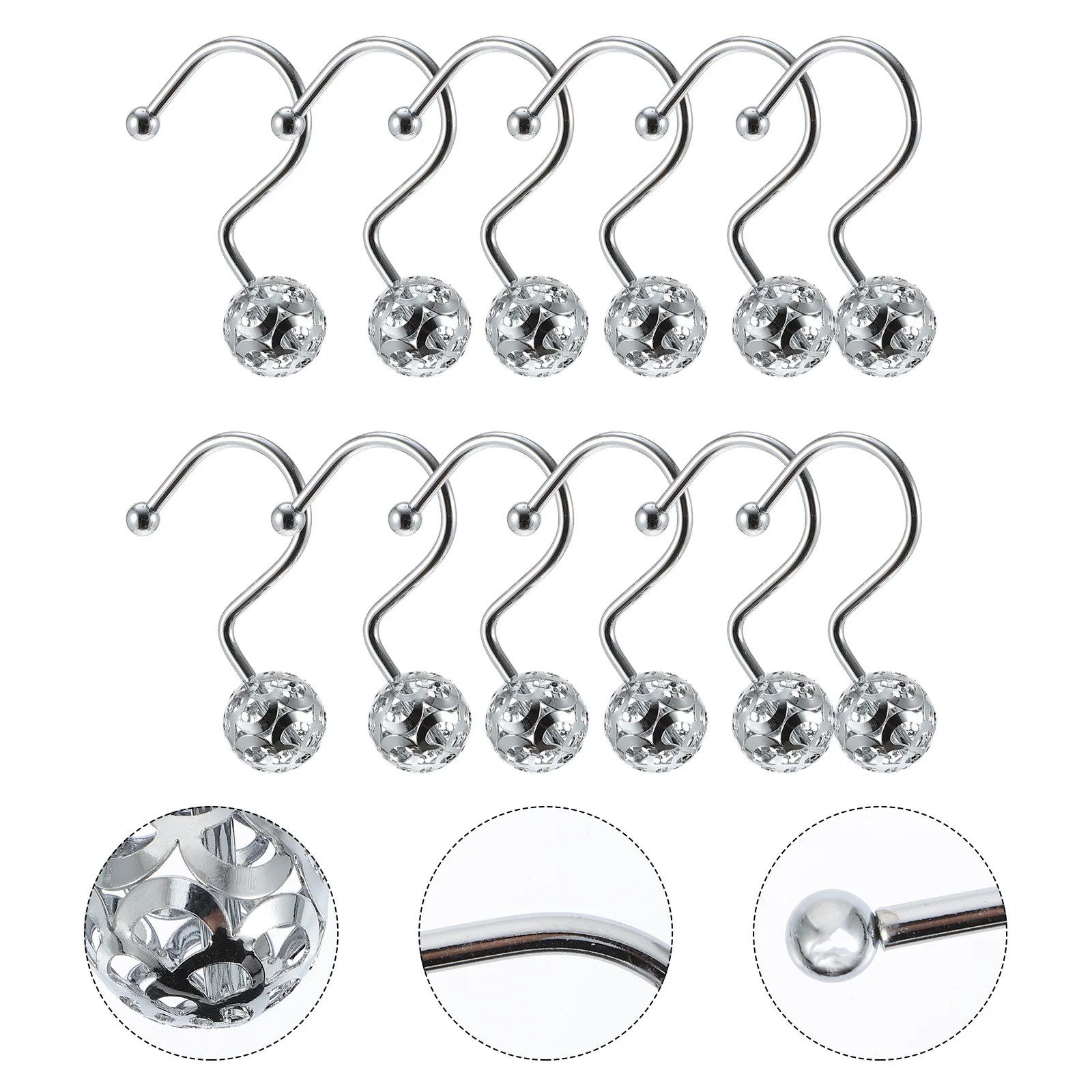 12Pcs Metal Ball Shower Curtain Hooks Iron Plating Rustproof Curtain Fixing Hangers Sturdy Window Clips
12Pcs Metal Ball Shower Curtain Hooks Iron Plating Rustproof Curtain Fixing Hangers Sturdy Window Clips