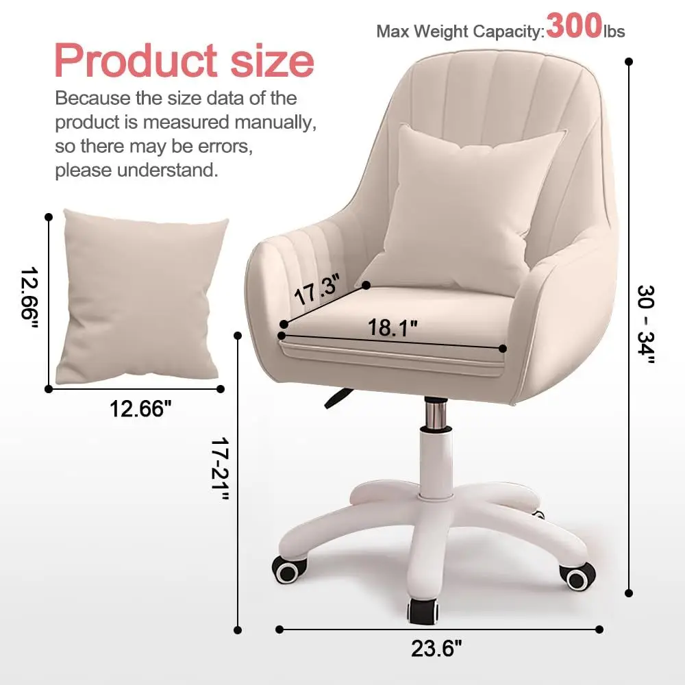 Desk Chair with Pillow Upholstered Vanity Chair for Girls Women, Home Office Computer Task Chair with Wheels Swivel Rolling Acc
Desk Chair with Pillow Upholstered Vanity Chair for Girls Women, Home Office Computer Task Chair with Wheels Swivel Rolling Acc