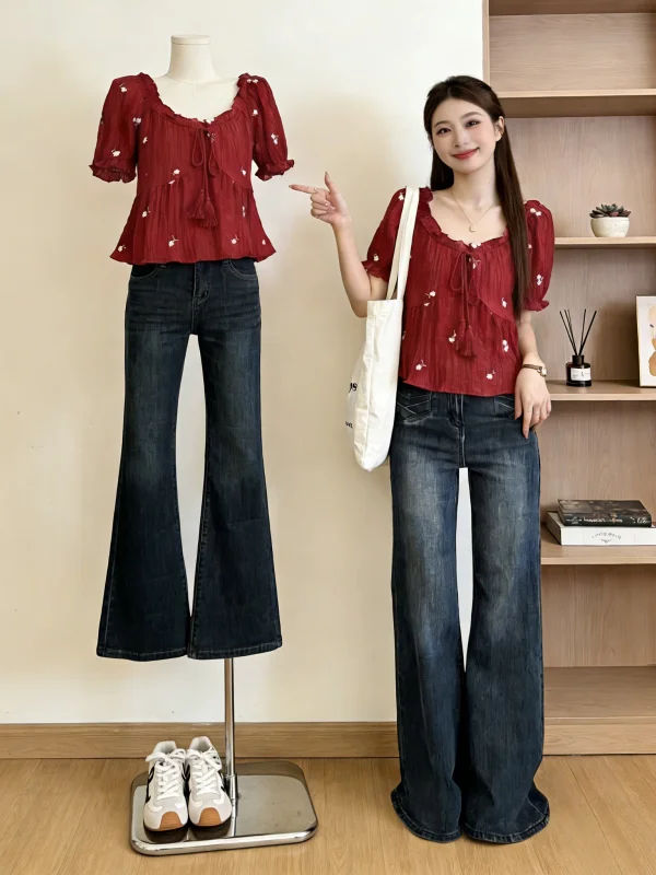 Red Bell Sleeve Short Sleeve Shirt Women's Summer New Style Doll Shirt Fashionable Youthful Top Korean Style Bubble Sleeve
Red Bell Sleeve Short Sleeve Shirt Women's Summer New Style Doll Shirt Fashionable Youthful Top Korean Style Bubble Sleeve