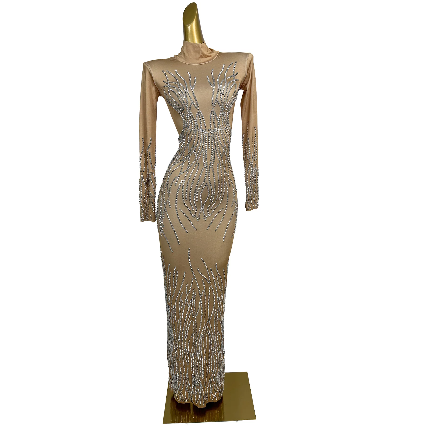 Kuangyinchangqun Women Nude Rhinestone Mermaid Maxi Dress Long Sleeve High Neck Sparkly Formal Evening Party Gown
Kuangyinchangqun Women Nude Rhinestone Mermaid Maxi Dress Long Sleeve High Neck Sparkly Formal Evening Party Gown