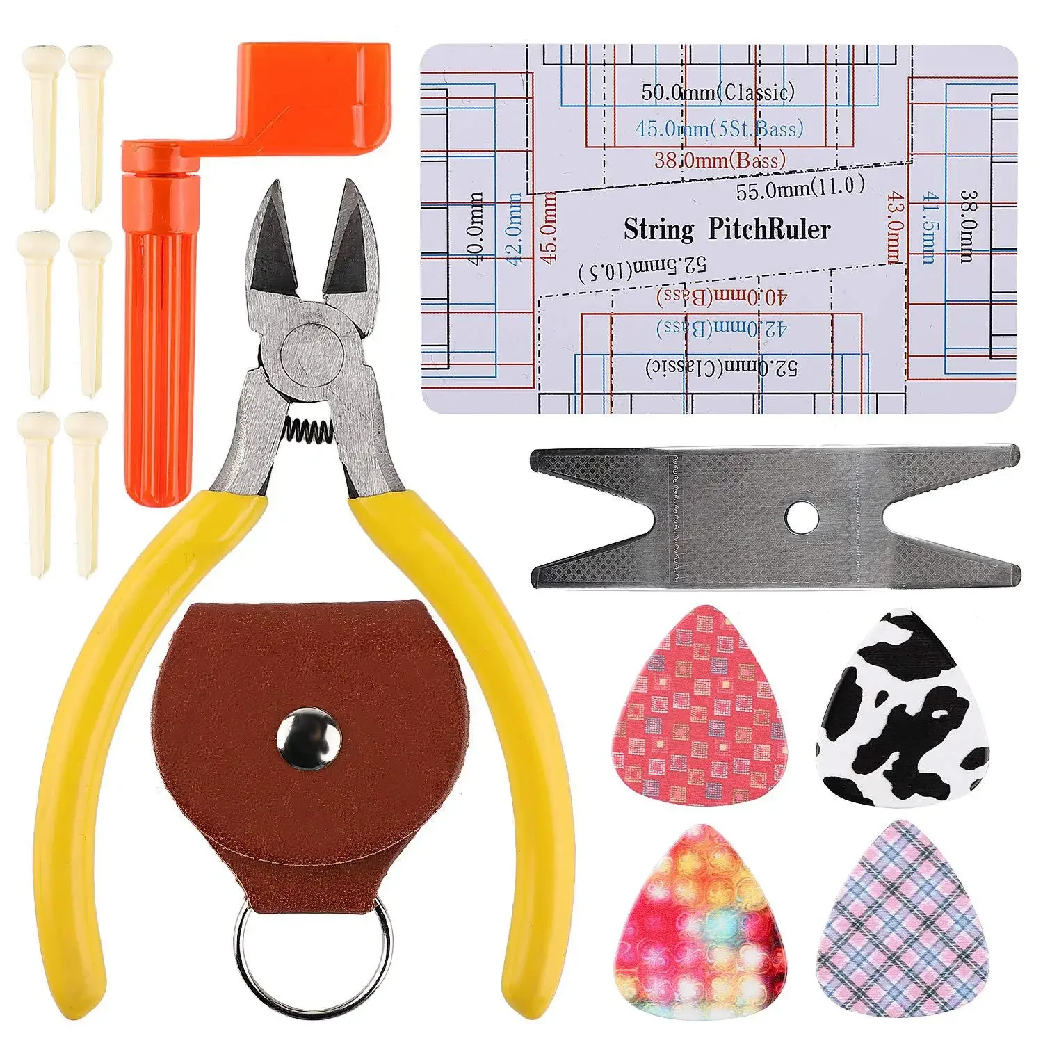 Guitar Repair and Maintenance Tool Kit Bakelite Bass Multi-function Screwdriver File Hexagonal Wrench Ruler String Cutter