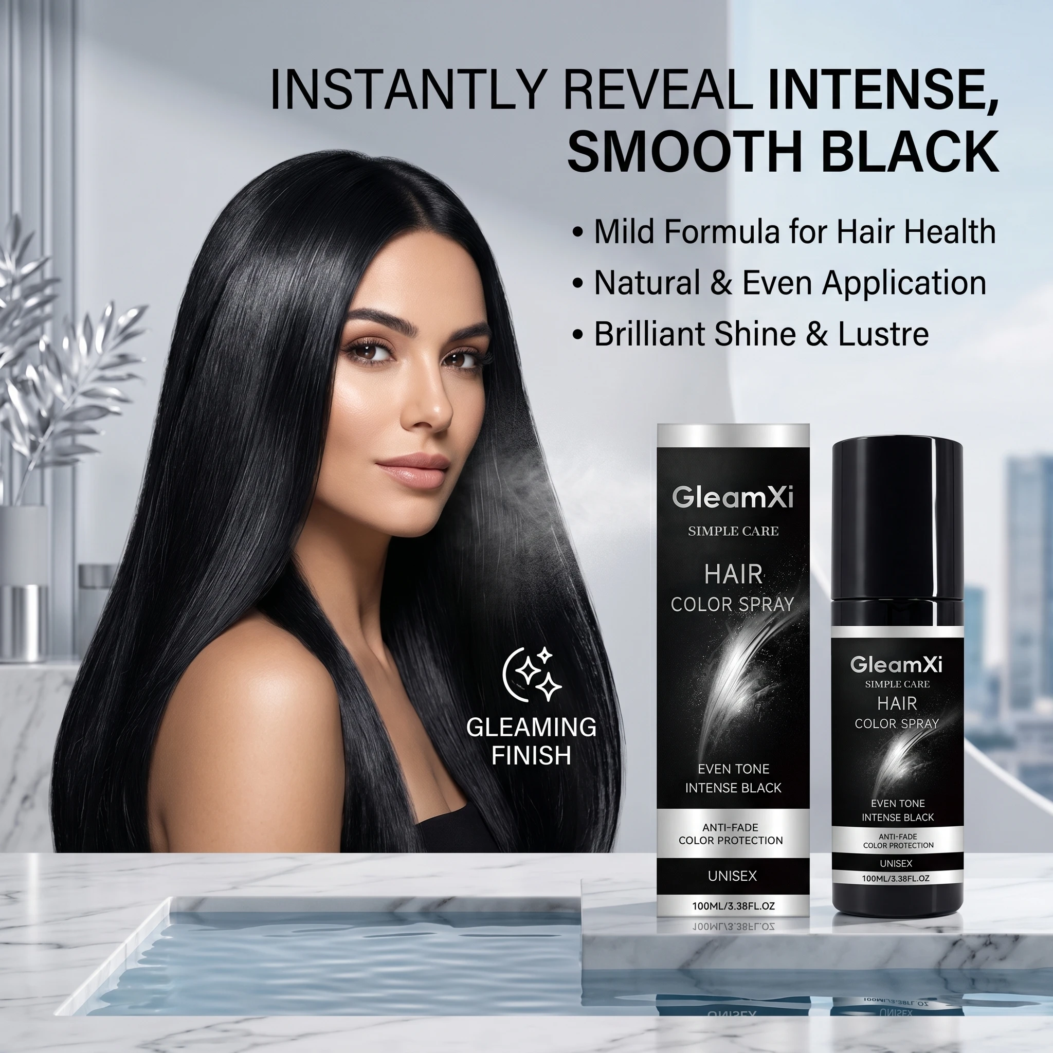 Gleamxi Hair Color Spray Lasting Bright Color Even Tone Anti-Fading Quick Drying Hairdressing Product Black Hair Dye Spray 100ml
Gleamxi Hair Color Spray Lasting Bright Color Even Tone Anti-Fading Quick Drying Hairdressing Product Black Hair Dye Spray 100ml