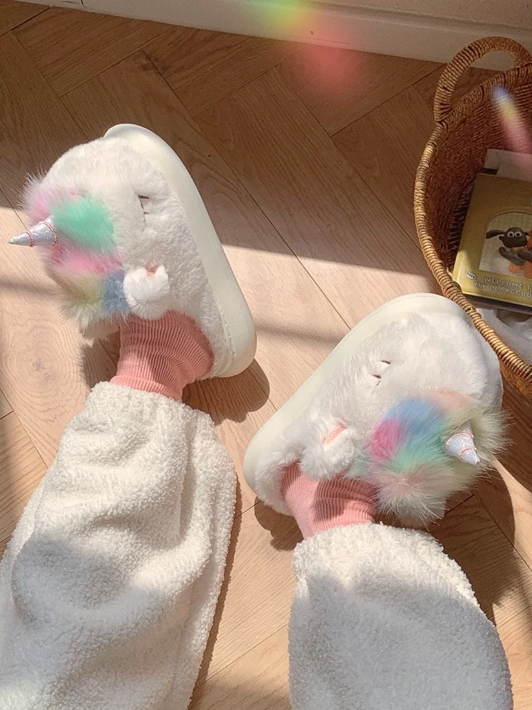Adorable Unicorn Cotton Slippers Women's Indoor Winter Warm Furry Moon Shoes Low Heel Home Comfortable Cotton Slippers
Adorable Unicorn Cotton Slippers Women's Indoor Winter Warm Furry Moon Shoes Low Heel Home Comfortable Cotton Slippers