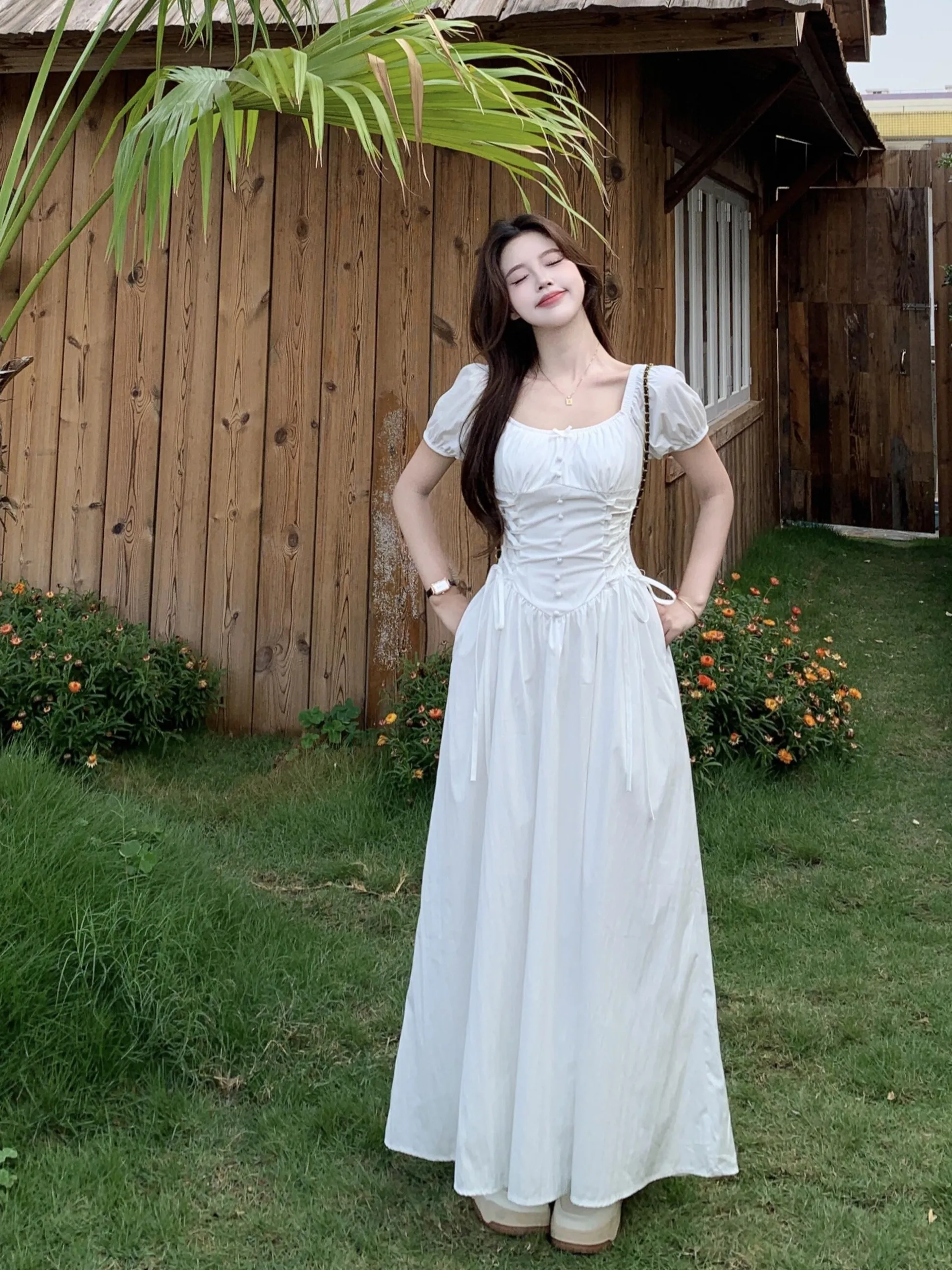 plus Size Women's Square Neck Short Sleeve Dress Slimming Waist Design Korean Style A-Line Long Dress Summer New Arrival
plus Size Women's Square Neck Short Sleeve Dress Slimming Waist Design Korean Style A-Line Long Dress Summer New Arrival