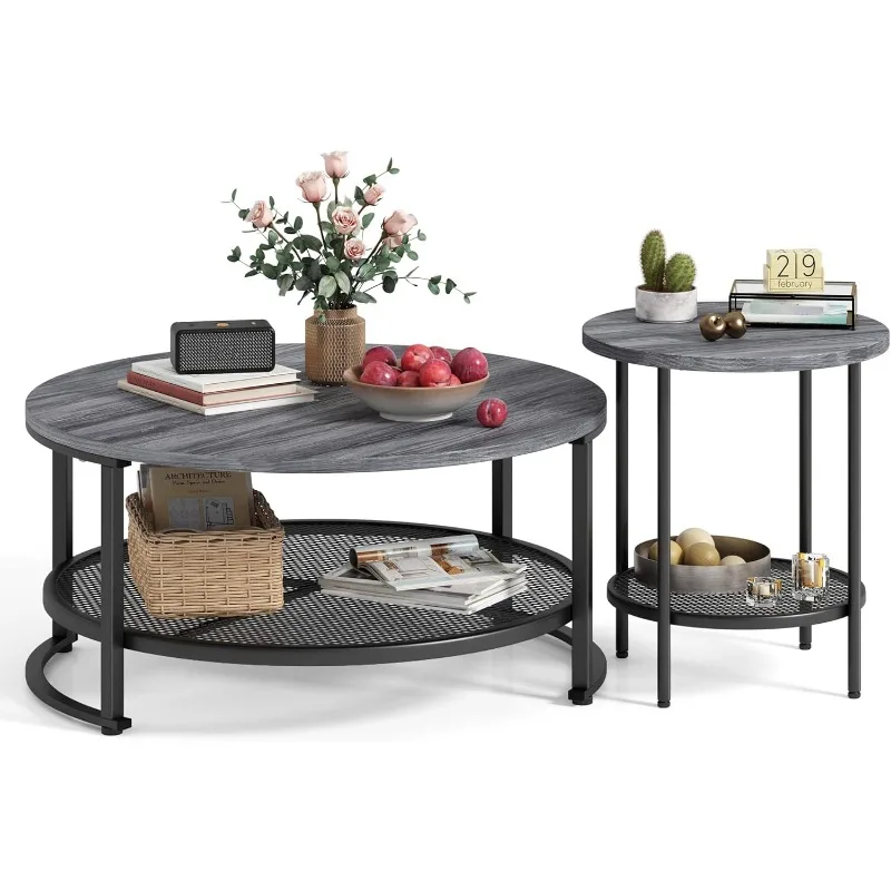 Coffee Table for Living Room (Set of 2) with Open Storage, Wooden Top, Sturdy Metal Legs Large Round Coffee Table
Coffee Table for Living Room (Set of 2) with Open Storage, Wooden Top, Sturdy Metal Legs Large Round Coffee Table