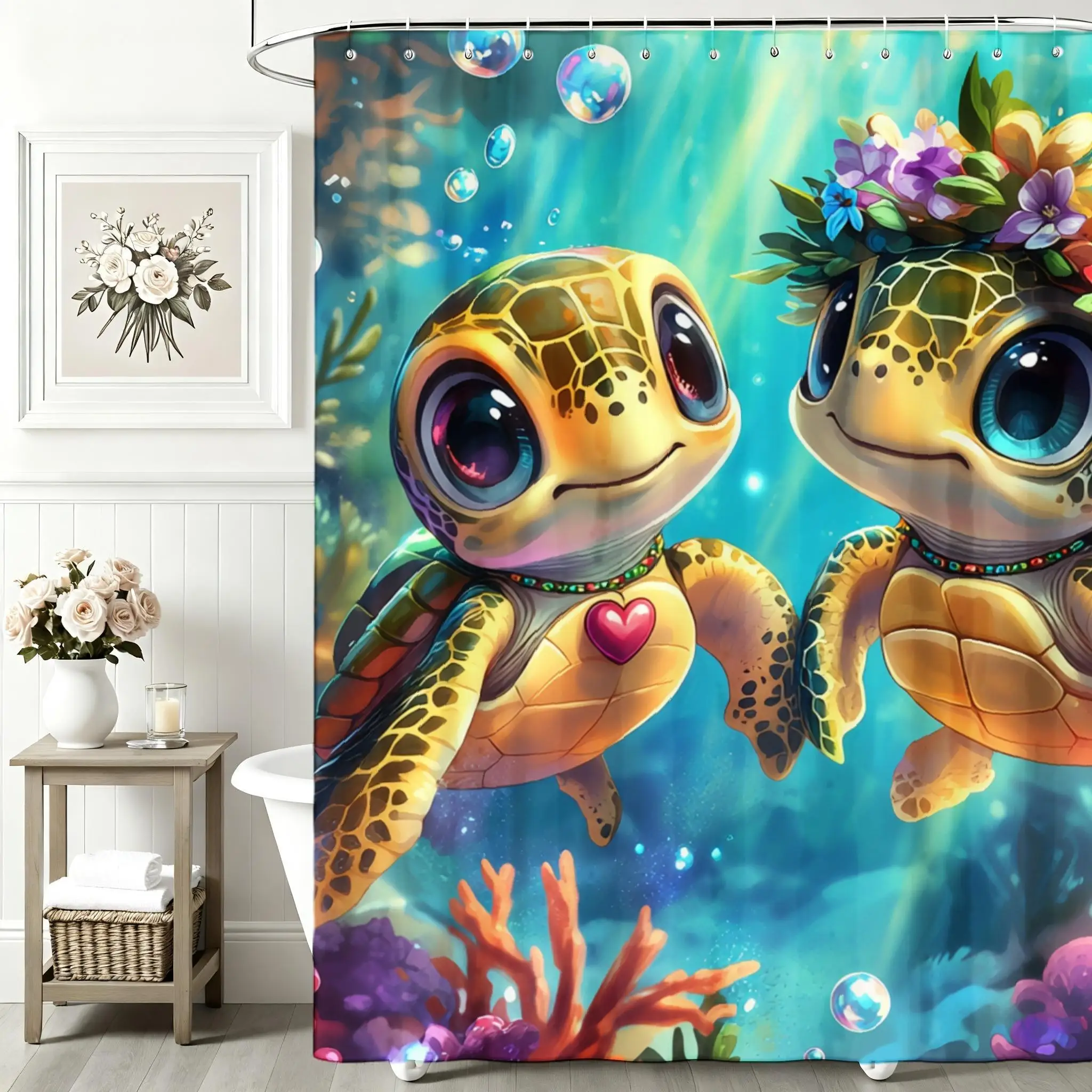 Cute Baby Turtle Ocean Scene Shower Curtain for Bathroom Decoration Cartoon Tropical Waterproof Fabric Bath Curtain Shower Liner
Cute Baby Turtle Ocean Scene Shower Curtain for Bathroom Decoration Cartoon Tropical Waterproof Fabric Bath Curtain Shower Liner