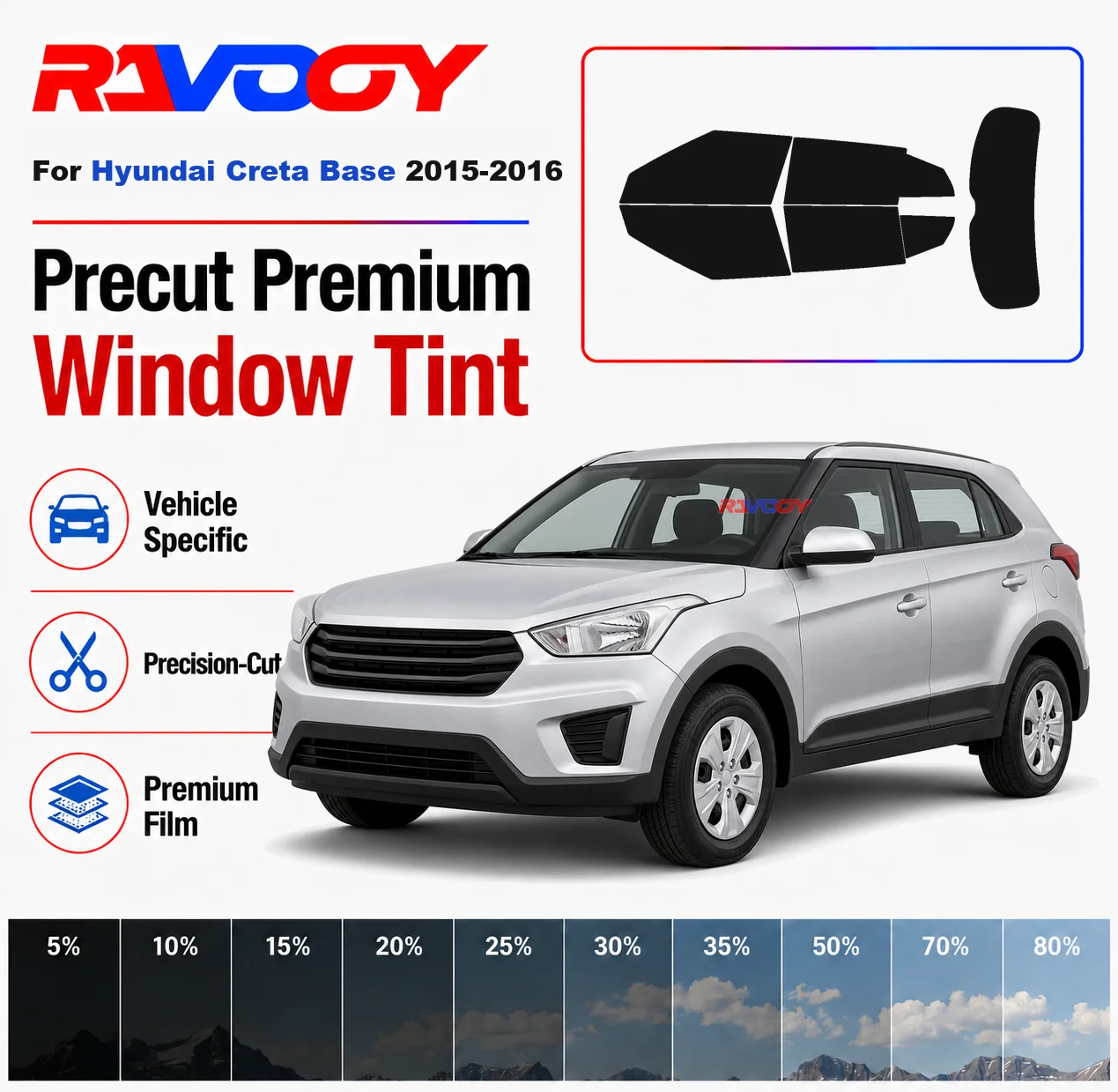 Premium Precut Window Tint Kit Front Rear Windows Rear Windshield For Hyundai Creta Base 2015-2016 Car Solar Nano Ceramic Film
Premium Precut Window Tint Kit Front Rear Windows Rear Windshield For Hyundai Creta Base 2015-2016 Car Solar Nano Ceramic Film
