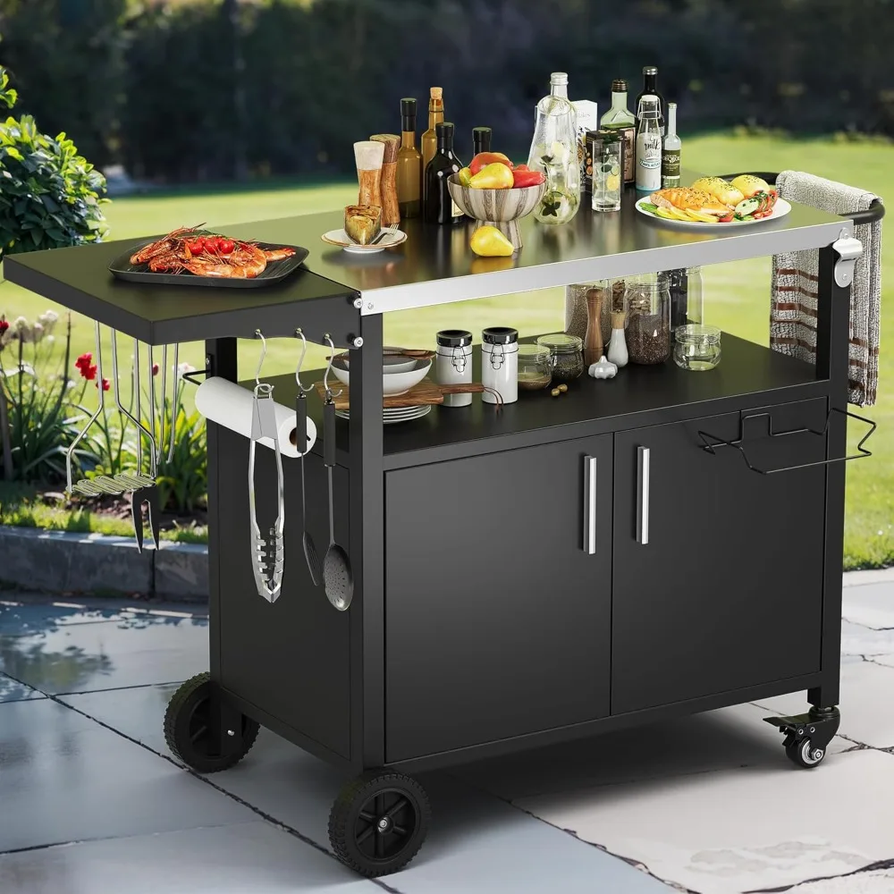 Grill Cart with Storage,Cart Movable Pizza Oven Table Stand with Foldable Stainless Steel Top & Storage Cabinet, Black
Grill Cart with Storage,Cart Movable Pizza Oven Table Stand with Foldable Stainless Steel Top & Storage Cabinet, Black
