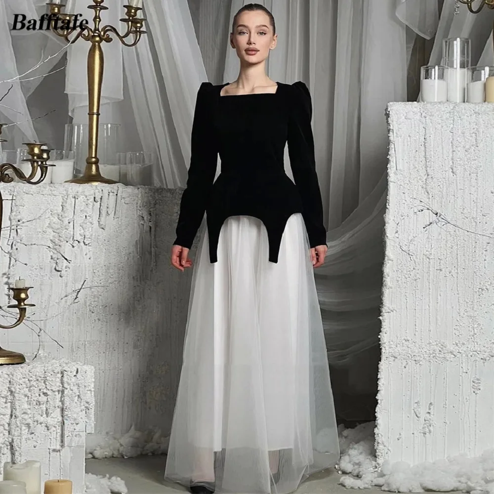 Bafftafe Simple Velvet Tulle Prom Dresses Square Neck Long Sleeves Midi Evening Dress Special Occasion Party Gowns Customized
Bafftafe Simple Velvet Tulle Prom Dresses Square Neck Long Sleeves Midi Evening Dress Special Occasion Party Gowns Customized