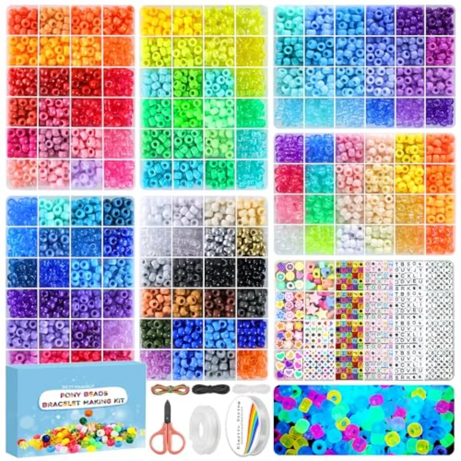 7 Boxes 5000 Pcs Pony Beads Kit, 144 Colors 6x9mm Kandi Beads for Friendship Jewelry Bracelet Making Kit, with 600+Pcs Letter B
7 Boxes 5000 Pcs Pony Beads Kit, 144 Colors 6x9mm Kandi Beads for Friendship Jewelry Bracelet Making Kit, with 600+Pcs Letter B