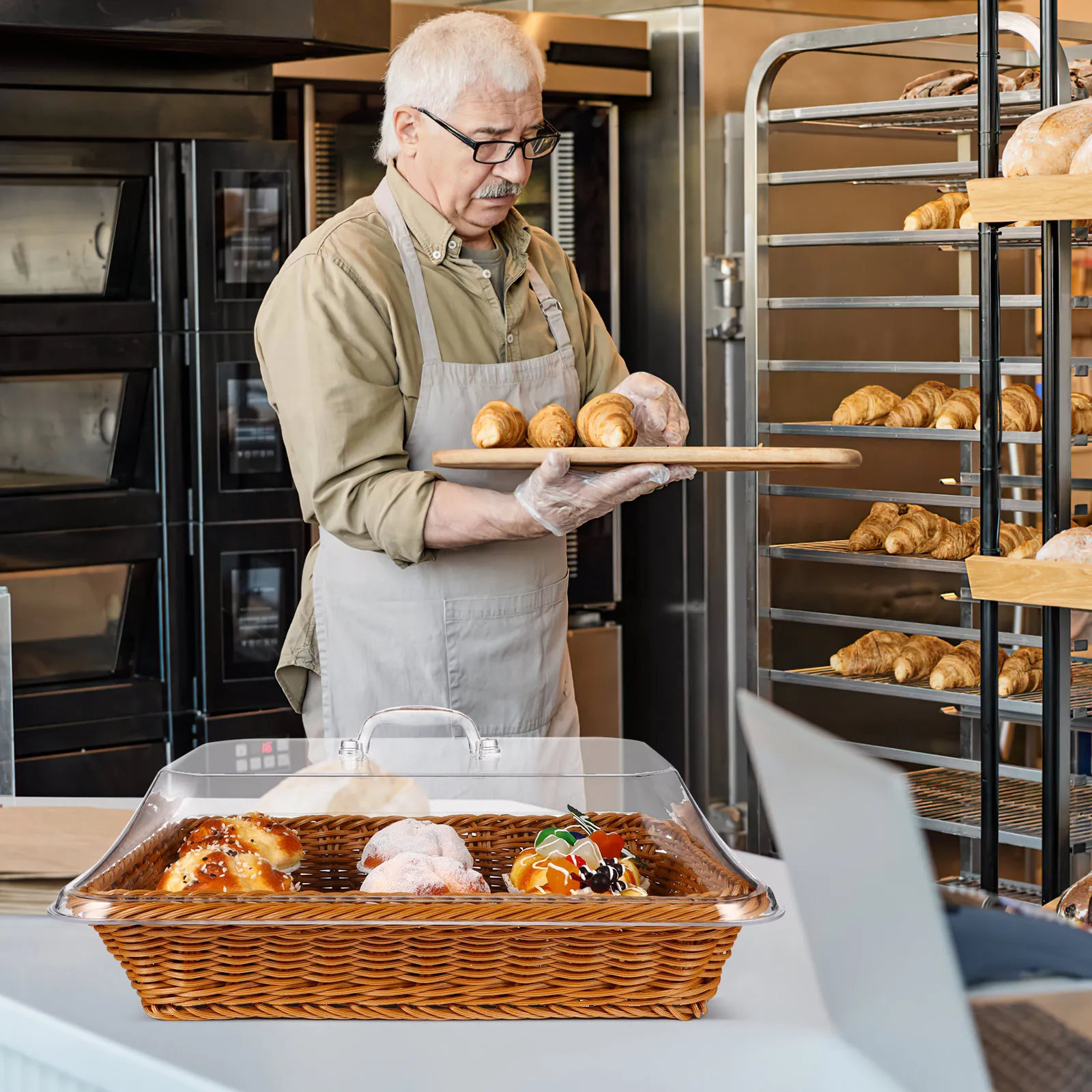 Wicker Imitation Rattan Woven Basket with Lid Acrylic Food Baskets for Serving Fruit Kitchen
Wicker Imitation Rattan Woven Basket with Lid Acrylic Food Baskets for Serving Fruit Kitchen