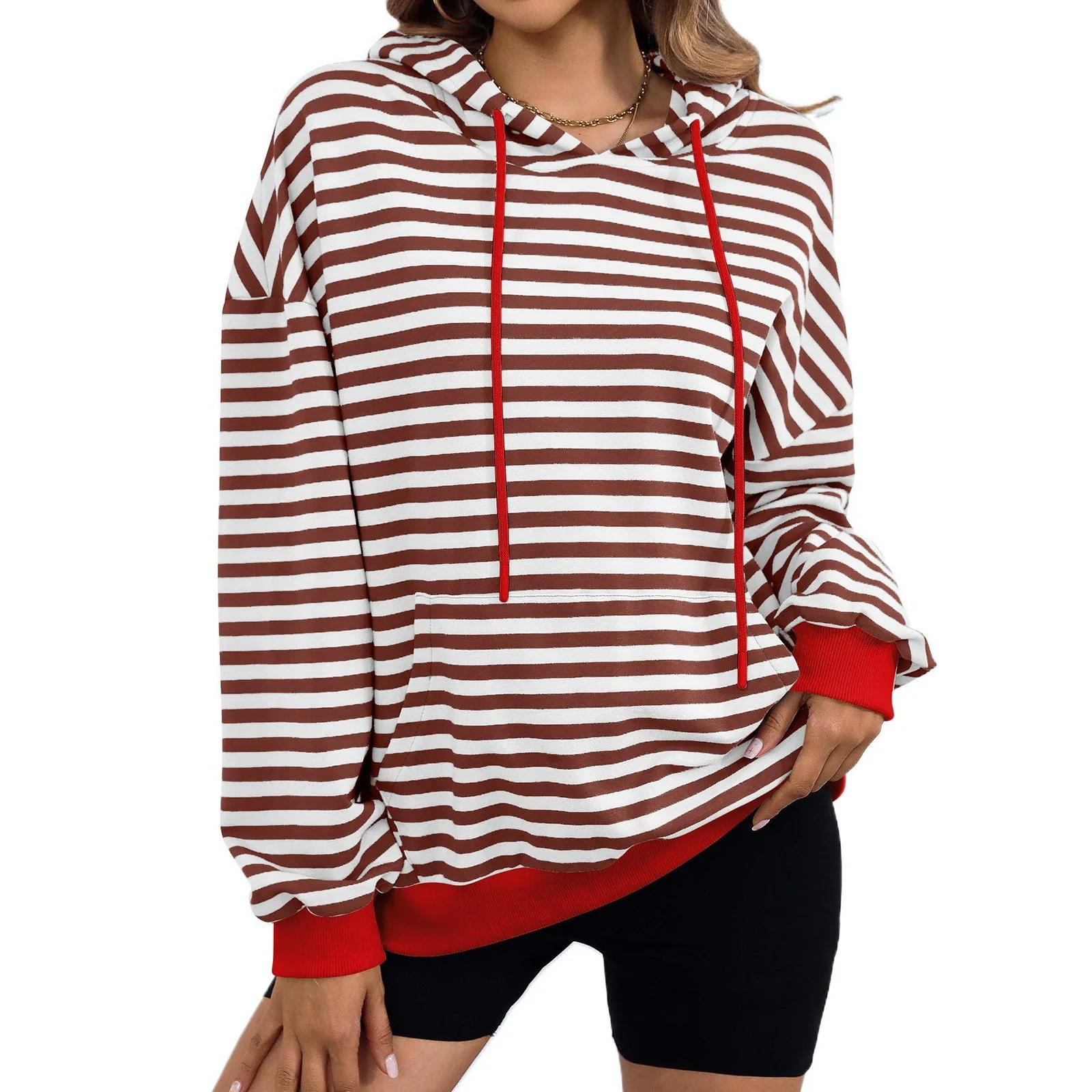 Women's Round Neck Long Sleeve Loose Casual Contrast Color Striped Hoodie Kpop Hooded Oversized Hoodie
Women's Round Neck Long Sleeve Loose Casual Contrast Color Striped Hoodie Kpop Hooded Oversized Hoodie