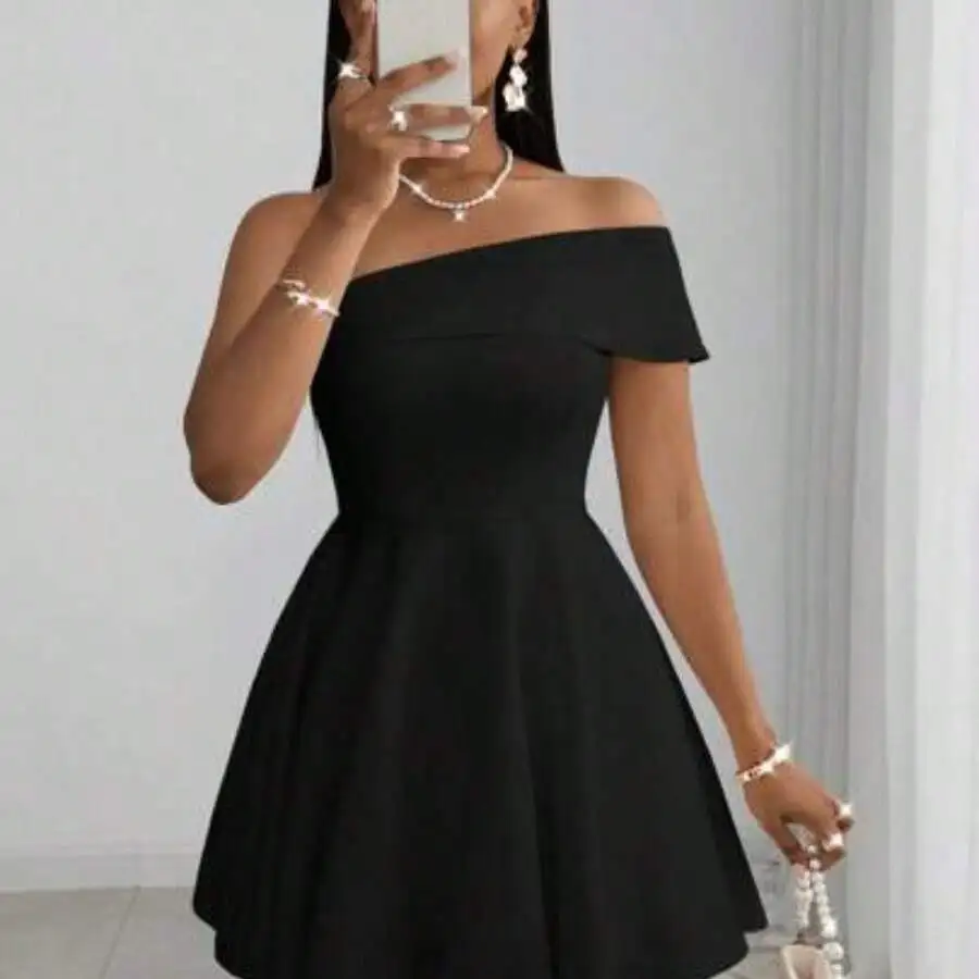 Black Off-Shoulder Mini Dress For Party Wedding Music Festival Elegant A-Line Womens Dress
Black Off-Shoulder Mini Dress For Party Wedding Music Festival Elegant A-Line Womens Dress