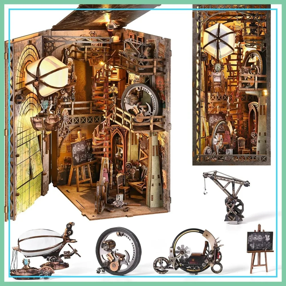 DIY Book Nook Kit for Adults, 3D Wooden Puzzle Bookshelf Insert with LED Light, Miniature Dollhouse Bookend
DIY Book Nook Kit for Adults, 3D Wooden Puzzle Bookshelf Insert with LED Light, Miniature Dollhouse Bookend