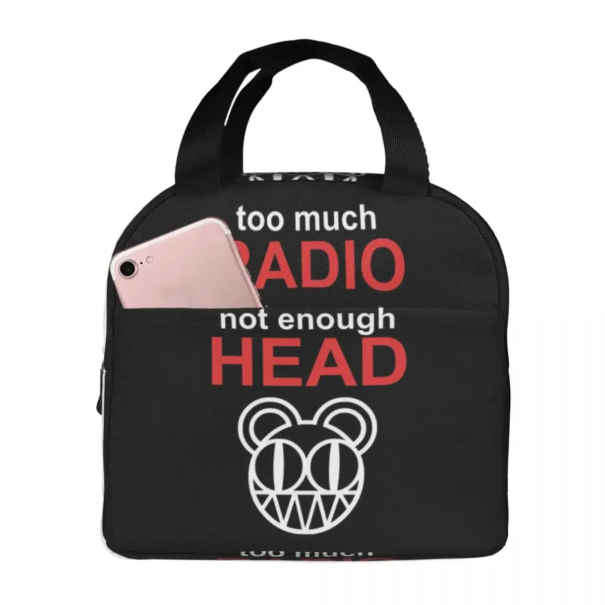 Термосумка-холодильник для обедов и еды с изображением группы Radiohead: Too Much Radio Not Enough Head.
Термосумка-холодильник для обедов и еды с изображением группы Radiohead: Too Much Radio Not Enough Head.