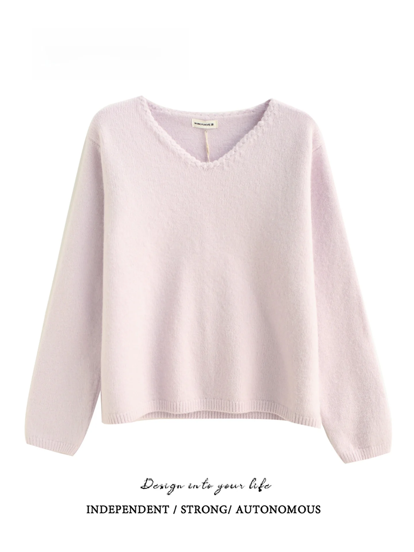 Winter Warm Thickened Long Sleeve V-Neck Hand Crochet Lace Trim Gentle Style Loose Fit Women's Knitted Sweater Top
Winter Warm Thickened Long Sleeve V-Neck Hand Crochet Lace Trim Gentle Style Loose Fit Women's Knitted Sweater Top