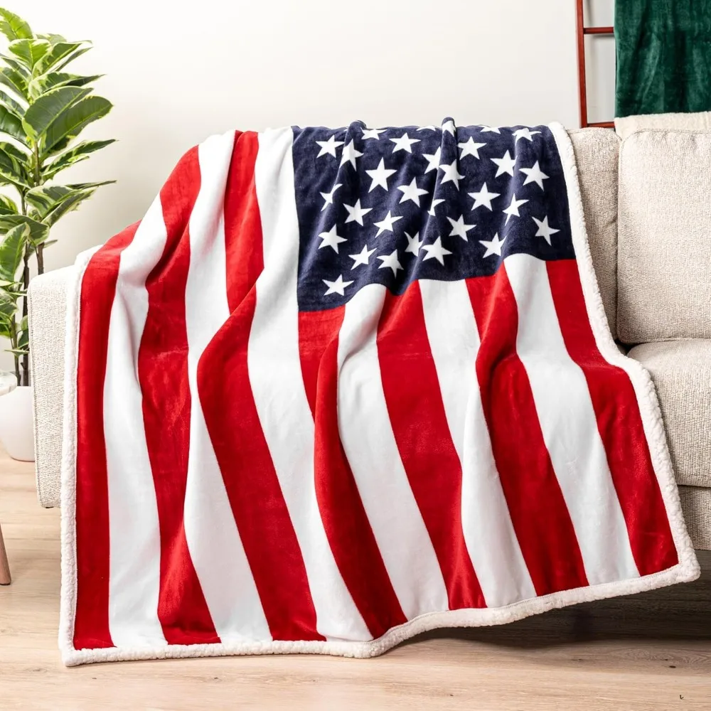 Soft Microfiber Sherpa Fleece American Flag Throw Blanket Reversible for Sofa Couch Bed USA Military Veteran July 4th Gift
Soft Microfiber Sherpa Fleece American Flag Throw Blanket Reversible for Sofa Couch Bed USA Military Veteran July 4th Gift
