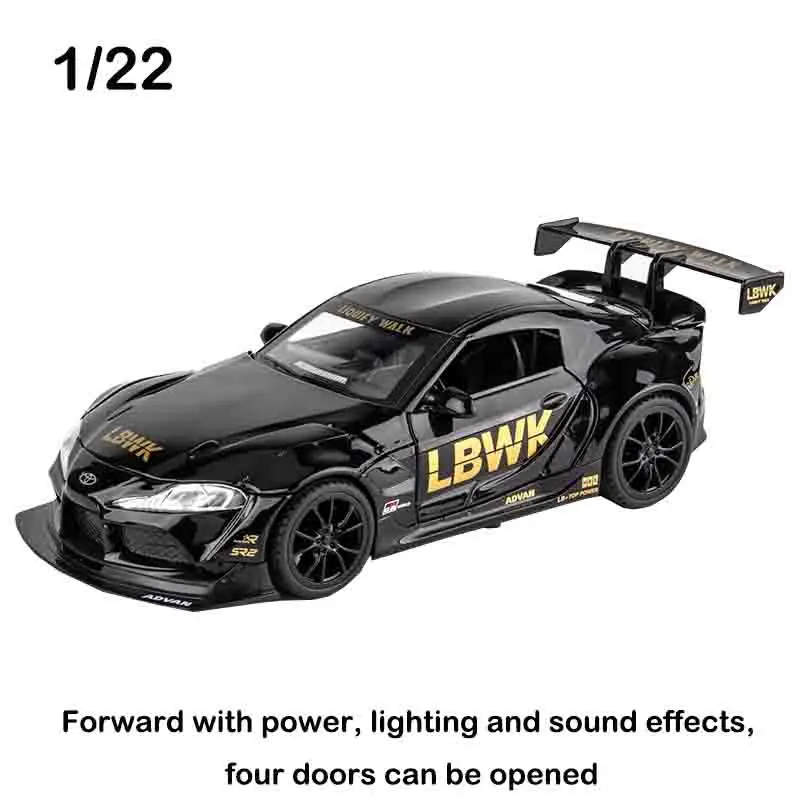 1:22 Модель гоночного автомобиля Toyota SUPRA, литье под давлением из сплава и игрушечные металлические транспортные средства, модель игрушечного автомобиля, высокая имитация звука, свет, детские игрушки
1:22 Модель гоночного автомобиля Toyota SUPRA, литье под давлением из сплава и игрушечные металлические транспортные средства, модель игрушечного автомобиля, высокая имитация звука, свет, детские игрушки