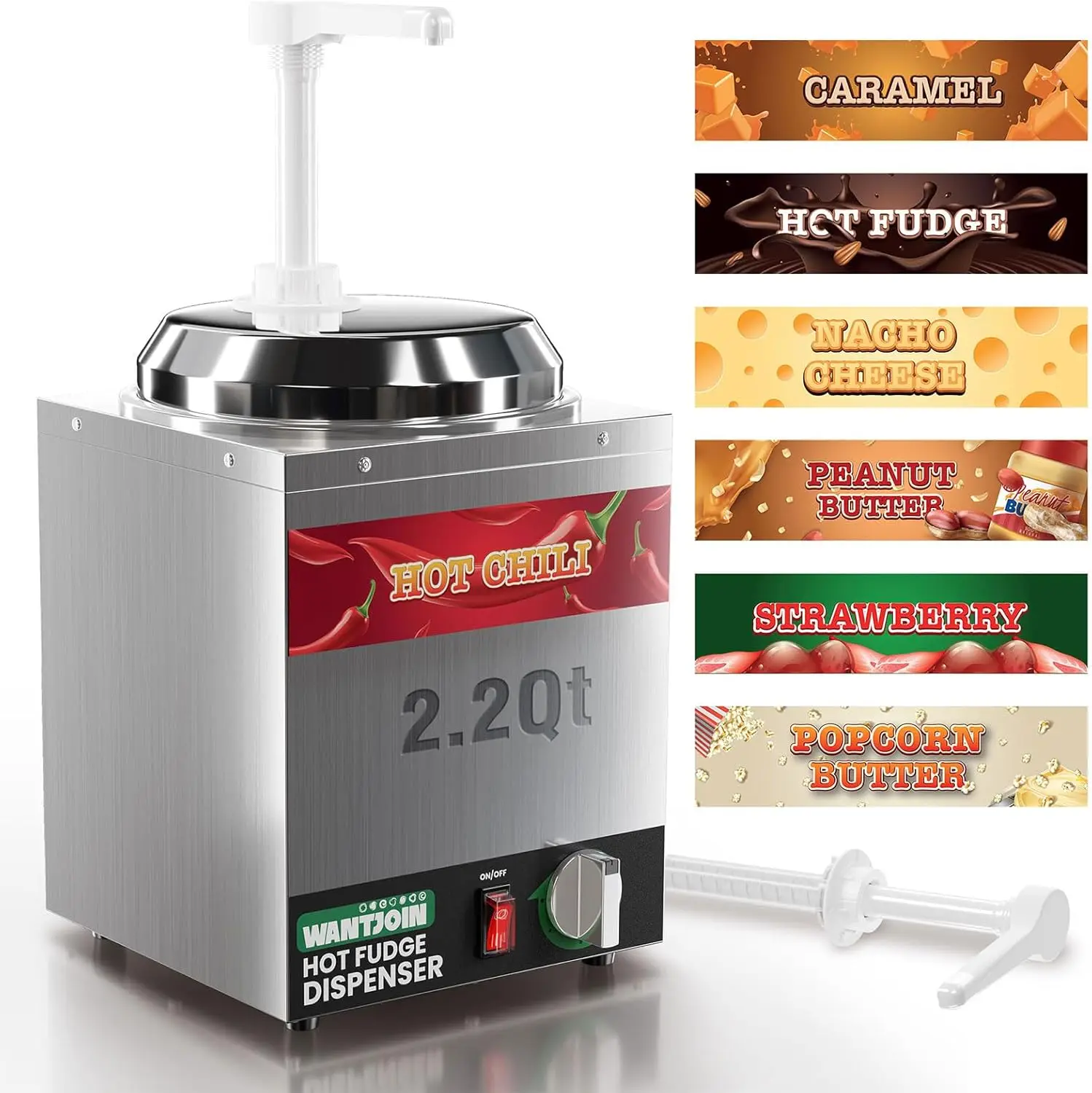 Nacho Cheese Dispenser with Pump,2.2Qt Stainless Steel Commercial Cheese Caramel Dispenser, W/5-Level Temperature Adjustment
Nacho Cheese Dispenser with Pump,2.2Qt Stainless Steel Commercial Cheese Caramel Dispenser, W/5-Level Temperature Adjustment