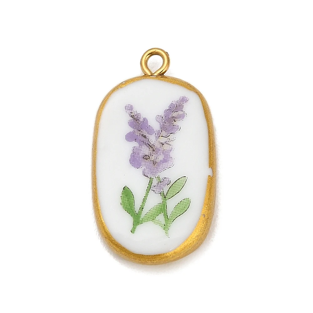 5pcs Porcelain Golden Enamel Lavender Flower Printed Charms Oval Floral White for Bracelets Earrings Necklace Jewelry Decor
5pcs Porcelain Golden Enamel Lavender Flower Printed Charms Oval Floral White for Bracelets Earrings Necklace Jewelry Decor