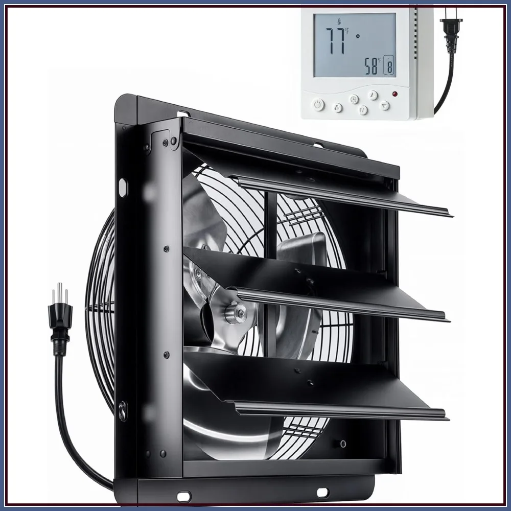 14" Wall Mount Shutter Exhaust Fan,Wireless Control,2100 CFM,8-Speed Adjustable,Temperature Controller for Garage Greenhouse
14" Wall Mount Shutter Exhaust Fan,Wireless Control,2100 CFM,8-Speed Adjustable,Temperature Controller for Garage Greenhouse