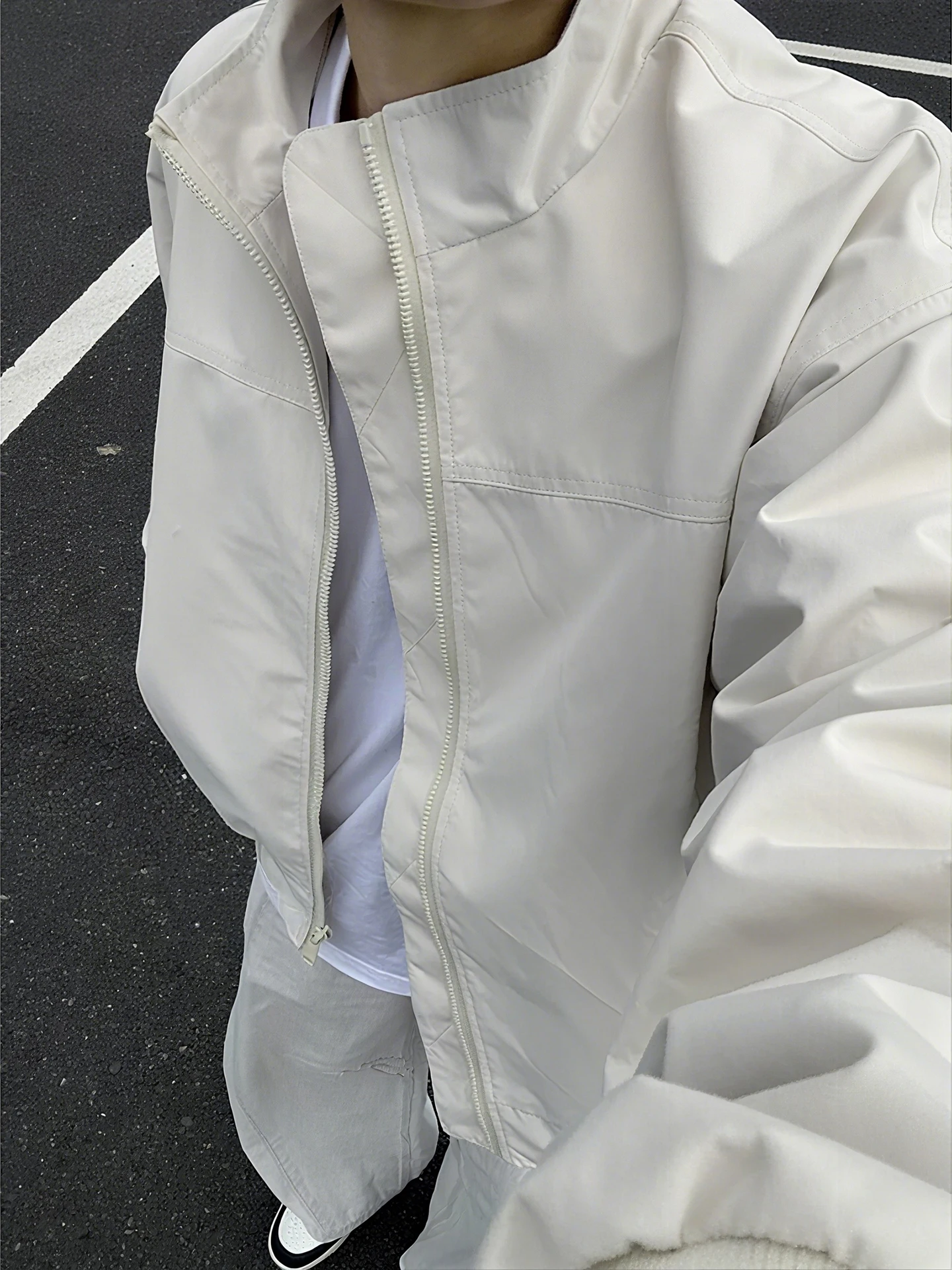 White Bomber ort Stand Collar Men's Jaet Autumn Hard Man Sle American Soft ell Jaet Loose Fit Polyester Casual Wear
White Bomber ort Stand Collar Men's Jaet Autumn Hard Man Sle American Soft ell Jaet Loose Fit Polyester Casual Wear