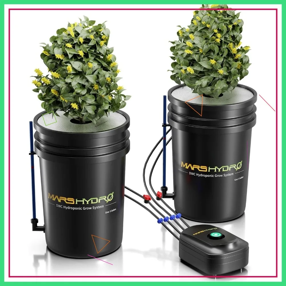 5 Gallon DWC Hydroponics Grow System with 8W Air Pump, Top Drip Kit & 2 Buckets
5 Gallon DWC Hydroponics Grow System with 8W Air Pump, Top Drip Kit & 2 Buckets