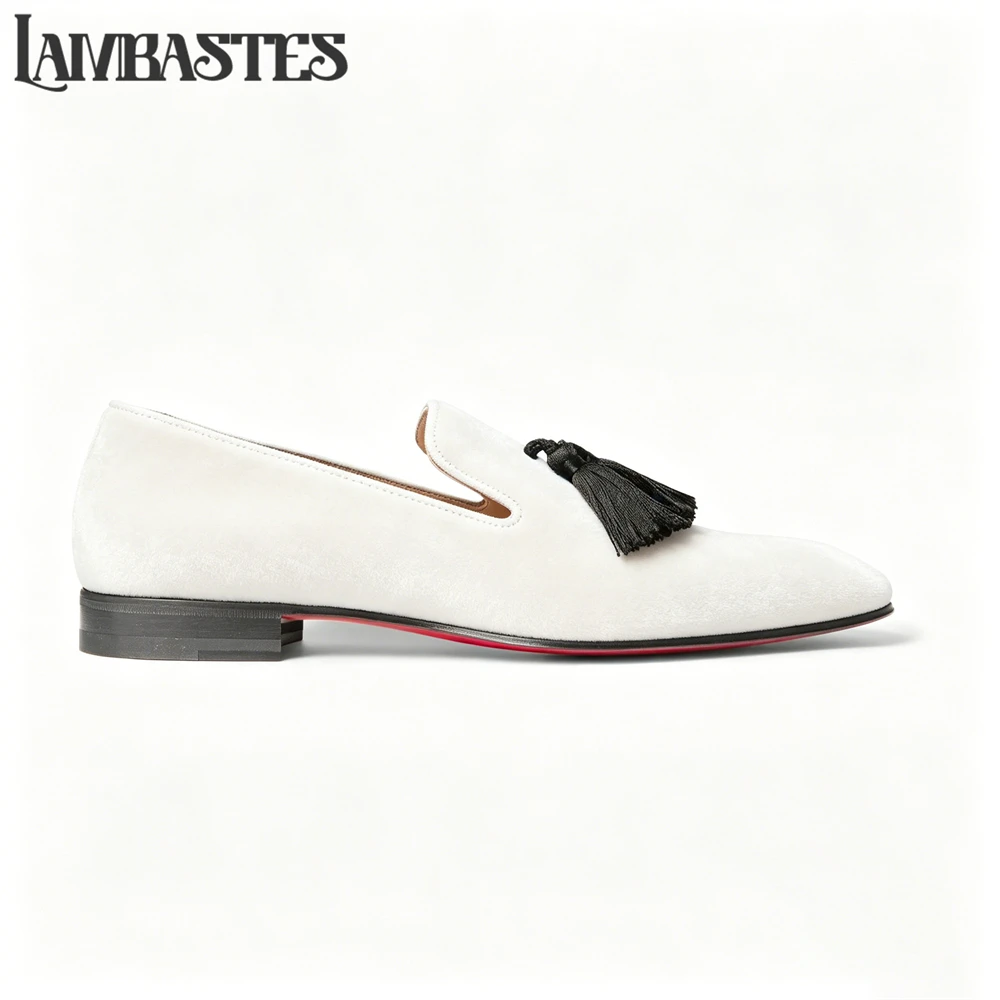 Tassel Embellished Velvet Loafers for Men Handcrafted Slip on Dress Shoes Plush Velvet Upper Classic Designer Style Formal Shoes
Tassel Embellished Velvet Loafers for Men Handcrafted Slip on Dress Shoes Plush Velvet Upper Classic Designer Style Formal Shoes