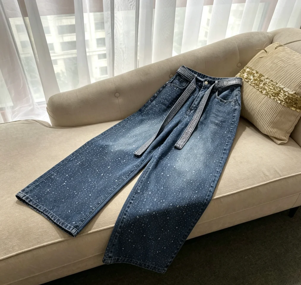 Babysbreath Hot Diamonds Wide Leg Women Denim Trousers Vintage Washed Cargo Pants Spring Autumn Casual Straight Jeans with Belt
Babysbreath Hot Diamonds Wide Leg Women Denim Trousers Vintage Washed Cargo Pants Spring Autumn Casual Straight Jeans with Belt