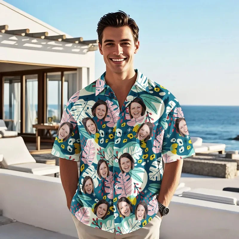 Breathable Lightweight Custom Face Hawaiian Shirt Personalized Photo Tropical Print Short Sleeve Aloha Beach Wear Unsiex Camisa
Breathable Lightweight Custom Face Hawaiian Shirt Personalized Photo Tropical Print Short Sleeve Aloha Beach Wear Unsiex Camisa