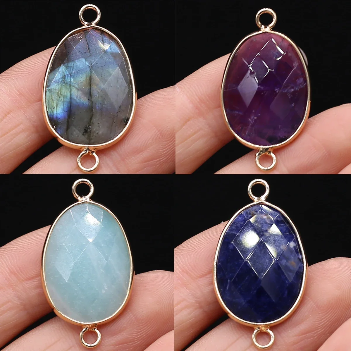 Natural Stone Pendants Gold plated Amazonits Double Hole Connectors Fine Look for Jewelry Making Diy Necklace Earring Accessorie
Natural Stone Pendants Gold plated Amazonits Double Hole Connectors Fine Look for Jewelry Making Diy Necklace Earring Accessorie