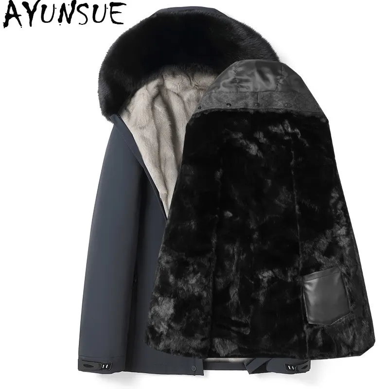 AYUNSUE Real Fur Parkas Men Winter High-end Detachable Mink Fur Liner Jacket Natural Fur Coat Hooded Fox Collar Chaqueta Hombre
AYUNSUE Real Fur Parkas Men Winter High-end Detachable Mink Fur Liner Jacket Natural Fur Coat Hooded Fox Collar Chaqueta Hombre